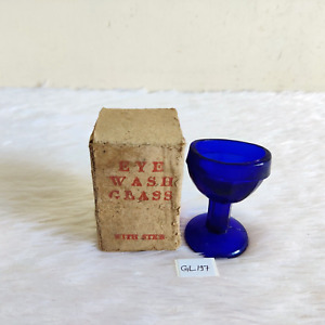 Antique Cobalt Blue Glass Eye Wash Cup Unused Ocular Care Collectible Old Gl197