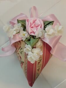 Spring Pretty Pink Cabbage Roses Decorative Sweet Baby Heart Ornament