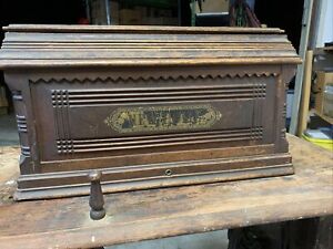 Antique New Home Sewing Machine Wooden Coffin Top Cover See Pics 