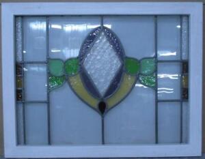 Midsize Old English Leaded Stained Glass Window Floral W Diamond 28 75 X 22 5 