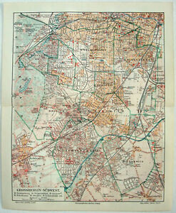 Greater Berlin Southwest Original 1913 City Map By Meyers Germany Antique