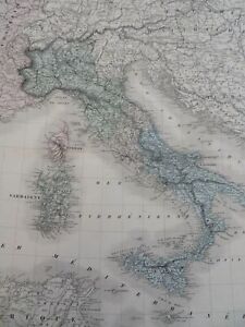 Italian States Piedmont Naples Lombardy Malta 1861 Tardieu Large Hand Color Map