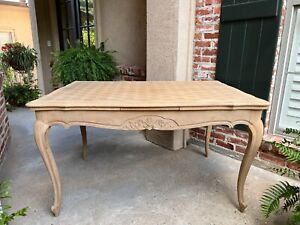 Antique French Country Dining Kitchen Table Stripped Bleached Draw Leaf Parquet