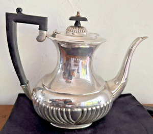 Vintage Cheltenman Tea Coffee Pot Silverplate E P N S Ribbed 02000 Engraved H
