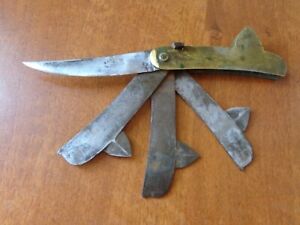Vtg Rare Antique French 4 Blade Knife Fleam Blood Letting Medical Bleeder Tool