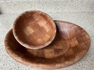 Vintage Wooden Bowl Set 8 Pc