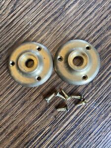 Pair Antique Style Vintage Heavy Cast Brass Door Knob Rosettes 2 Many Available