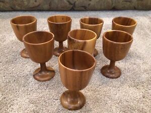 Set Of 8 Wooden Goblets Cups
