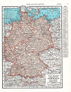 1947 Antique Wartime Germany Map Vintage Germany Occupation Zones Map 1541