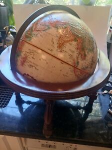 Vintage Rotating Desk Tabletop 12 World Globe On A Wooden Frame