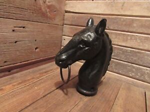 Vintage Iron Horse Head Hitching Post Topper W Ring