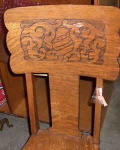 Antique Chair Hall Side Oak Pressed Back Victorian Vanity