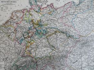 German Confederation Prussia Bavaria Rhineland Bundes 1866 Berghaus Detailed Map