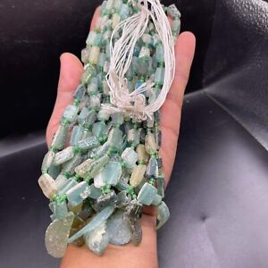 Antique 10 Strands Necklaces Ancient Roman Glass Irdescent Glass Beads