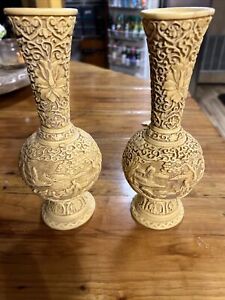 Chinese Cinnabar Vase Detailed Scenes Elder Men Children