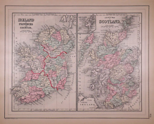 Dated 1887 Map Of Scotland Ireland 12x15 1839
