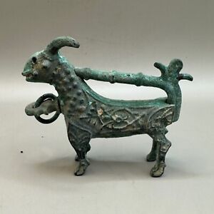 Very Unique Ancient Near Eastern Luristan Bronze Lock In Form Of An Animal E