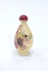 Chinese Reverse Glass Bottle Praying Mantis Flower Design