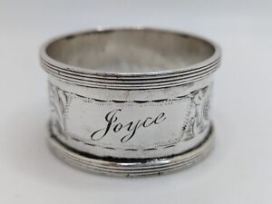 Antique English Sterling Silver Napkin Ring Joyce Name Engraving Dated 1921