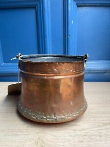Heavy Antique Copper Pan Domed Base Handle
