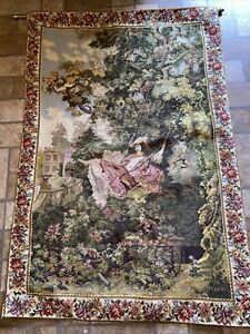 Vintage Victorian Wall Tapestry With Rod 31 47 Hand Sewn Needlepoint