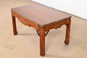 Kindel Furniture Hollywood Regency Chinoiserie Hand Painted Carved Coffee Table