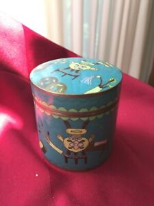 Chinese Deco Cloisonne Tea Caddy Box With Scholars Tools Circa 1920 S