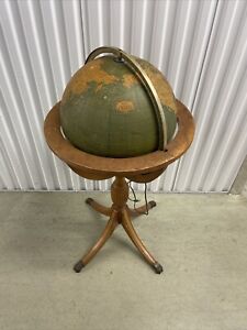 Antique Cram S 16 Glass Lighted Political Terrestrial Globe On Claw Foot Stand