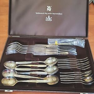 Vintage Wmf European Silverplate Flatware Fork Knife Spoon Case 30 Pc Set Of 6