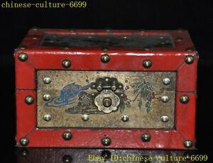 7 2 Chinese Ebony Wood Bronze Feng Shui Exorcism Long Dragon Music Box Box