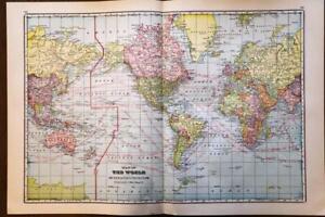 1912 Antique Cram S Modern New Census Atlas Map The World Excellent Detail