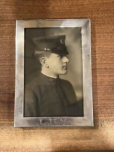 Antique Sterling Silver Picture Photo Frame Military Railroad Portrait 1910