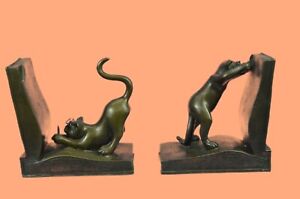 French Playful Cats Bronze Sculpture Bookend Bookends Book Ends Statue Figurine