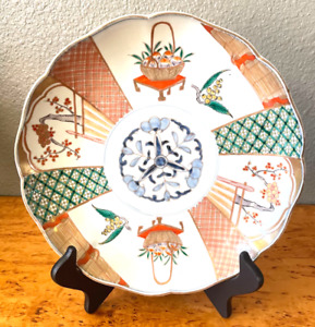 Antique Arita Imari Scalloped Porcelain Plate 1868 1912 