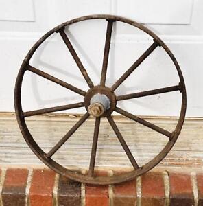 Vintage Cast Iron Wagon Wheel 16 Diameter X 2 Thick 10 Spokes