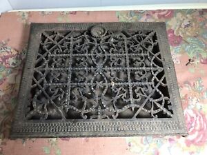 Antique Vtg Cast Metal Ornate Wall Angled Heating Grate Register 14 3 4 X 18 1 8
