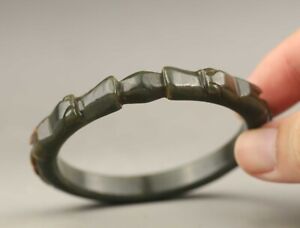 China Old Natural Hetian Jade Bangle Hand Carved Jade Dragon Bangle Bracelet D4