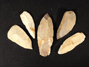 Lot Of Five Ancient Prismatic Flint Stone Tools Or Artifacts Algeria 95 0gr