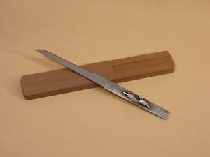 Japanese Sword Kozuka Knife Phoenix Design Letter Opener Wooden Case