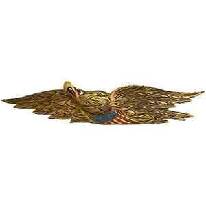 Bellamy Style Carved Gilt Polychrome Wooden Eagle Wall Plaque W Liberty Shield