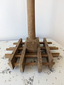 Antique Wood Primitive Dasher Masher Plunger For Stoneware Butter Churn 49 5 