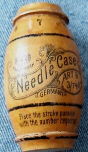 Antique Needle Case Mauchline Ware Wood Asbro Germany 1890