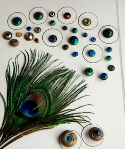 Lot Of Antique Vntg Peacock Eye Buttons On Card