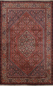 Vintage Vegetable Dye Bidjar Traditional Area Rug 4x6 Wool Hand Knotted Carpet