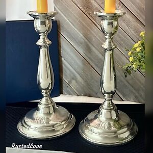 Lord Saybrook Sterling Silver Candle Holders N93 Monogrammed Candlesticks Pair