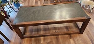 Vintage 1960 S Coffee Table Wood With Black Top Plant Stand Book Shelf 