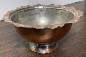 Antique Turkish Copper Hand Crafted Bowl 8 Middle Eastern Turkish Hammer