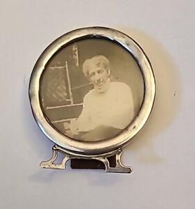 Sterling Silver Picture Frame Vintage Antique Round Small Display Stand