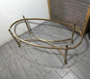 Base Only Vintage La Barge Brass Oval Coffee Table Flame Hollywood Regency