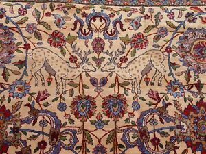 Spectacular Antique1850 Hunting Pictorial Animals Large Oriental Rug 12 9 X19 